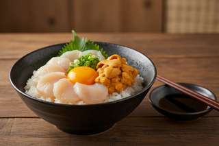 Hokkaido Scallop and Uni Don - A Luxurious Sashimi Rice Bowl