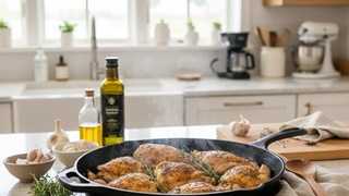 Gourmet Organic Chicken Thighs with Garlic Thyme Pan Sauce
