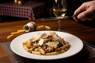 Truffle Pork Sausage Pasta with Wild Mushrooms and Parmesan